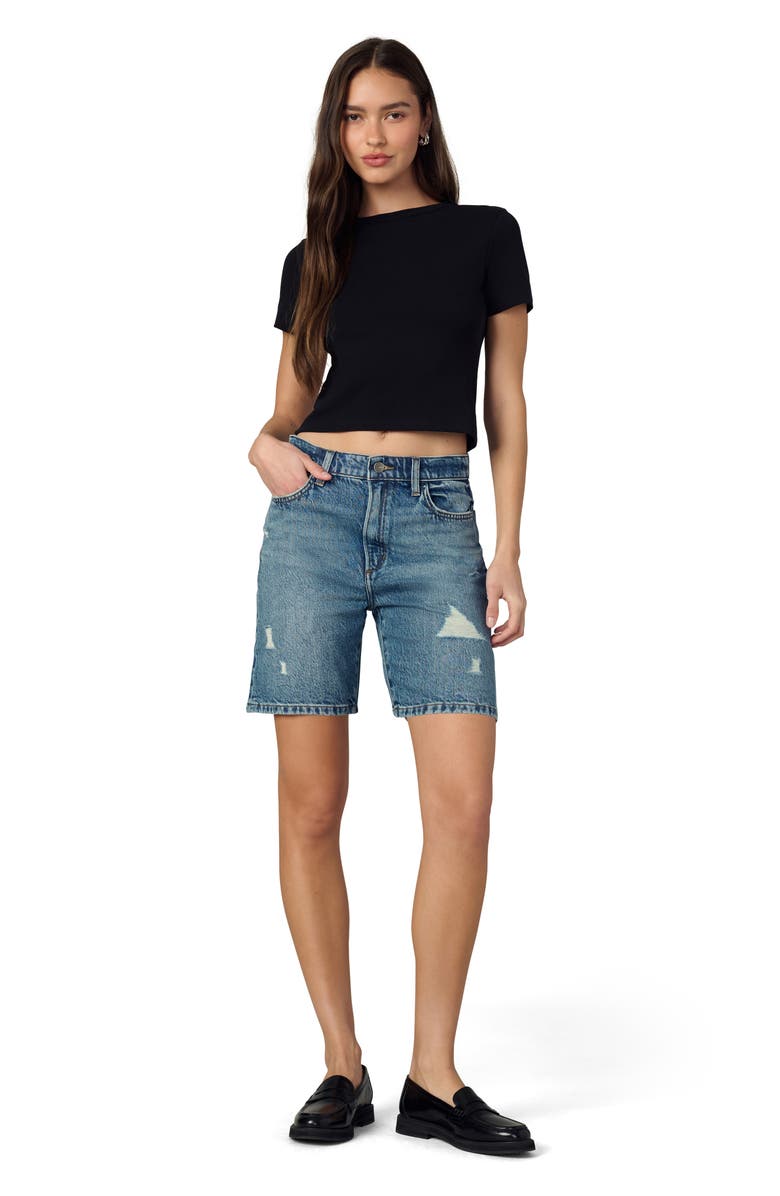Joe's The Joey Distressed Long Denim Shorts, Alternate, color, Showdown Destruct