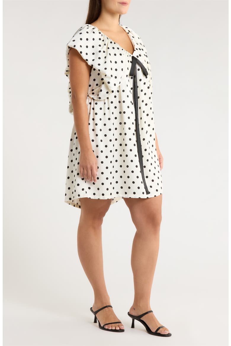 Lois Polka Dot Cotton Babydoll Dress, Alternate, color, WHITE-BLACK