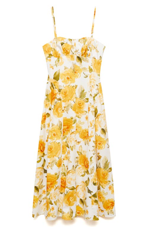 Mango Molly Rose Print Cotton Sundress In Yellow