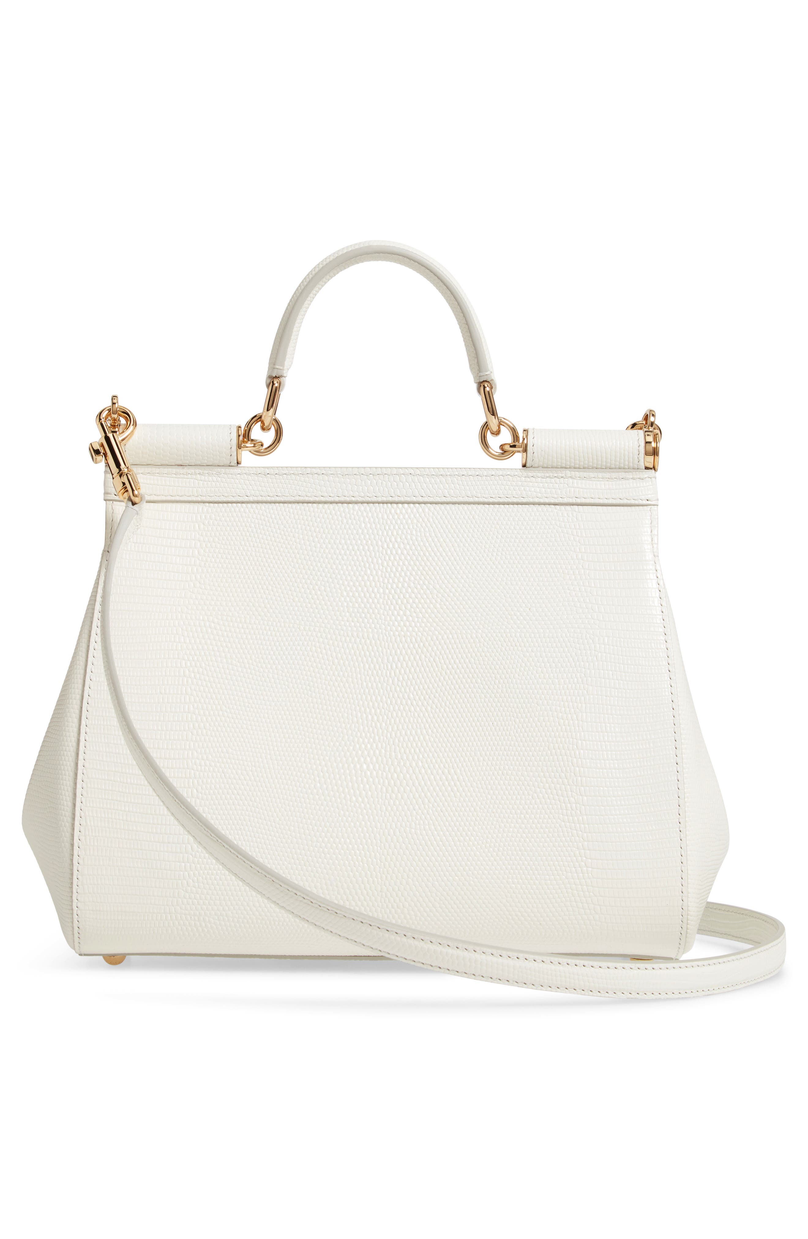 Dolce&Gabbana Miss Sicily St. Iguana Top Handle Leather Satchel, Alternate, color, 