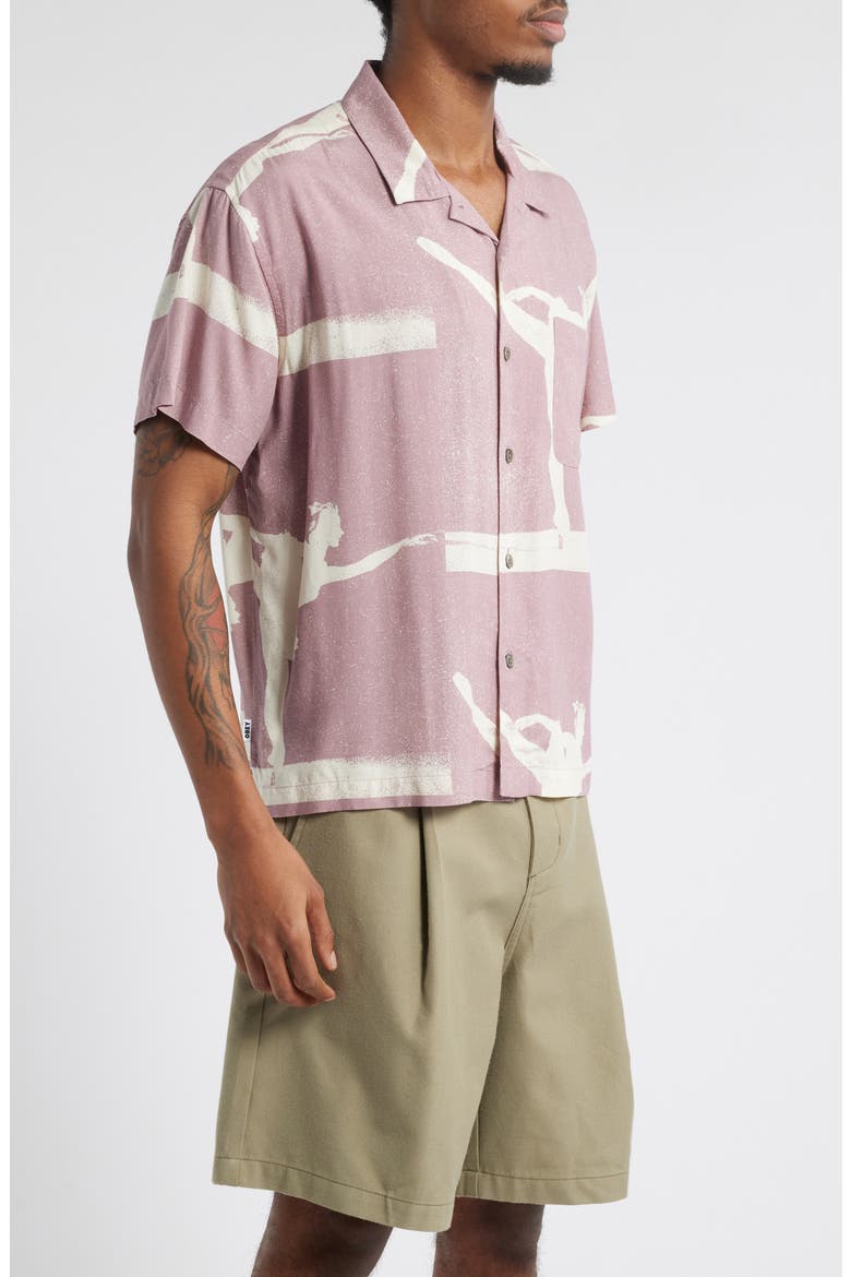 Jacques Oversize Arabesque Print Camp Shirt, Alternate, color, MAUVE MULTI