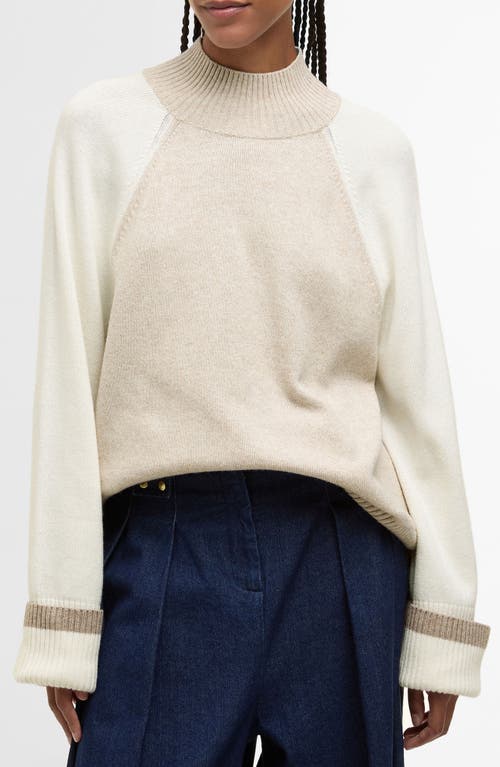 Barbour Wren Colorblock Mock Neck Sweater In Neutral