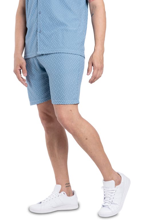 Spring + Mercer Casual Jacquard Terry Shorts In Deep Aqua