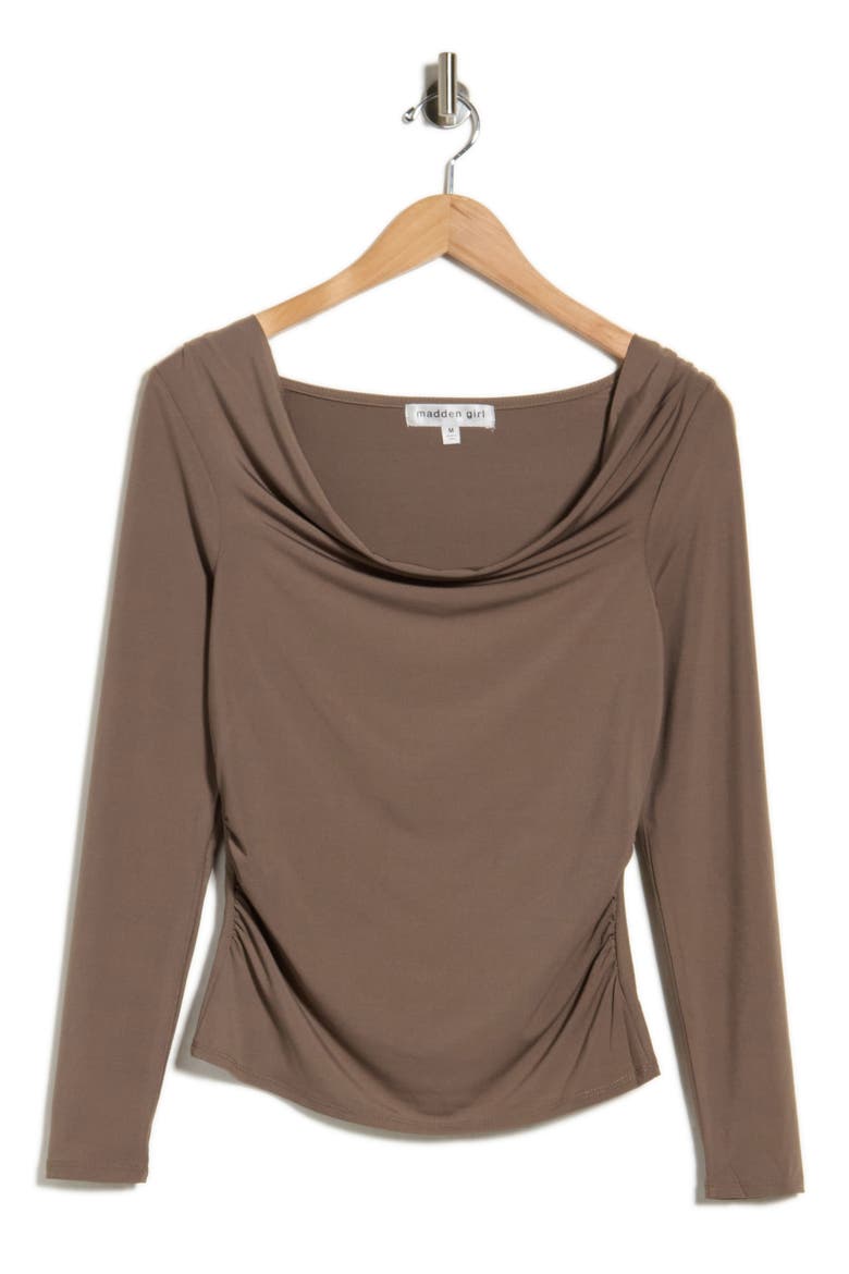Drape Neck Long Sleeve Knit Top, Alternate, color, MUSHROOM