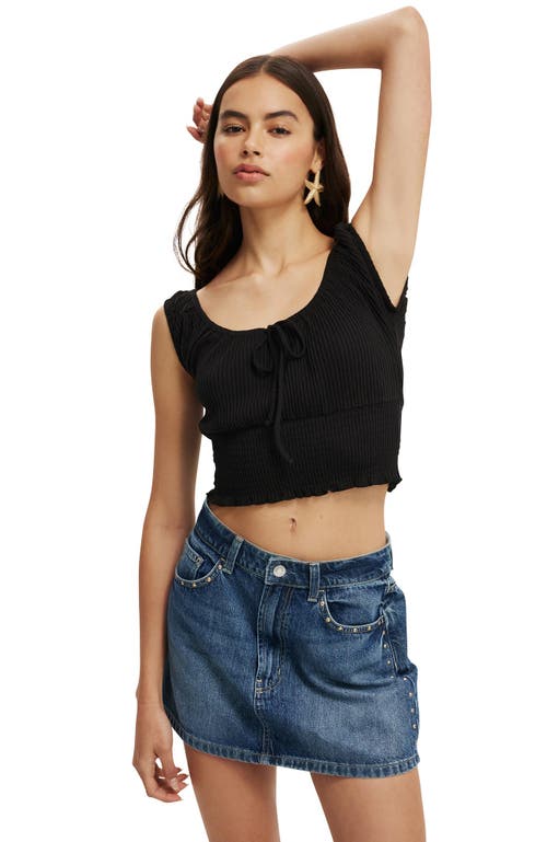 Shop Cotton On Chloe Shirred Short Sleeve Top In Black