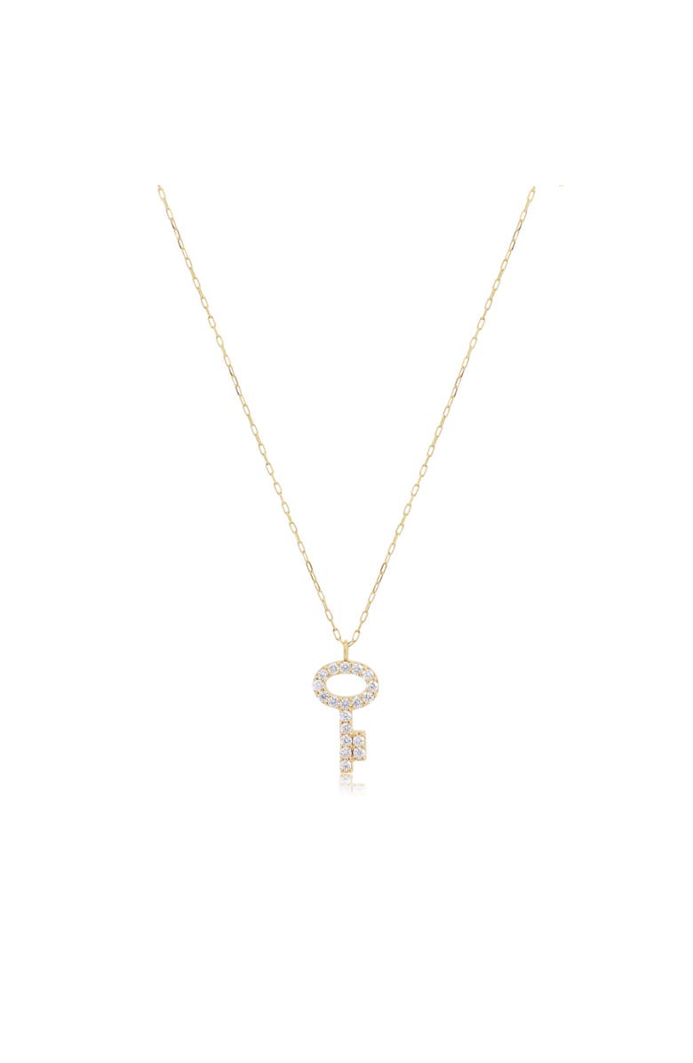 The Lovery Fine Jewelry Mini Diamond Key Necklace, Main, color, Yellow Gold
