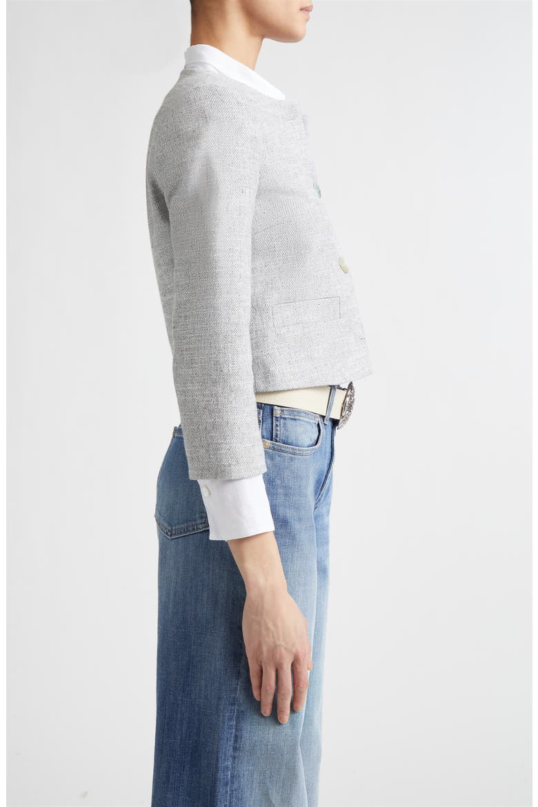 Cotton Blend Crop Jacket, Alternate, color, LIGHT MELANGE GREY