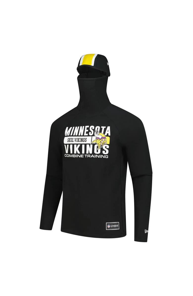 New Era Men's New Era Black Minnesota Vikings Functional Fandom Balaclava Helmet Stripe Tri-Blend Hoodie, Alternate, color, Black