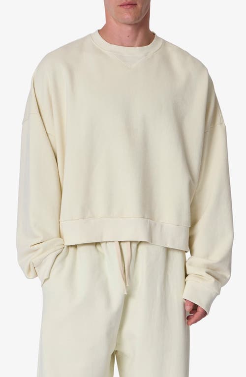 Mnml Crop Cotton Crewneck Sweatshirt In White