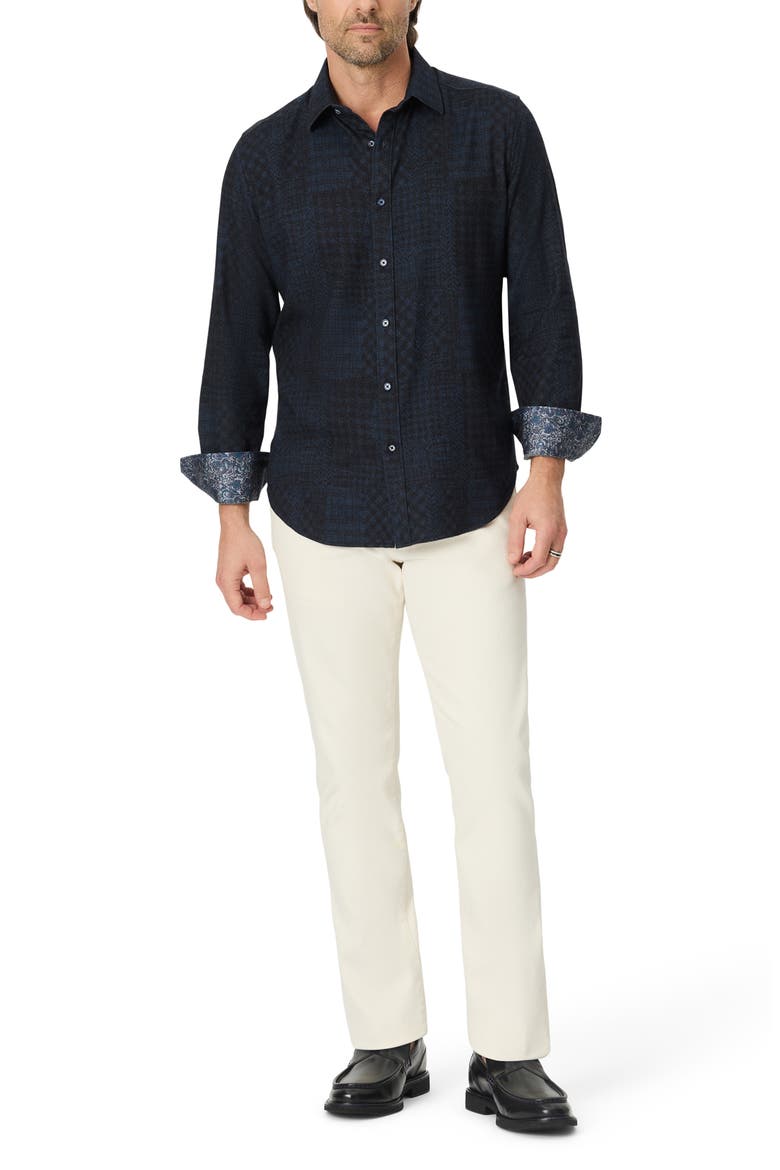 Lawrence Patchwork Print Cotton Herringbone Button-Up Shirt, Alternate, color, NAVY