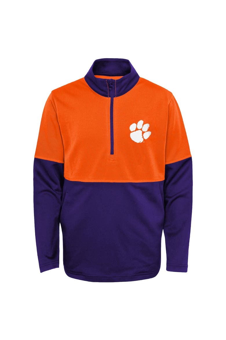 Youth Purple/Orange Clemson Tigers Quick Snap Spine Print Quarter-Zip Jacket, Alternate, color, Purple