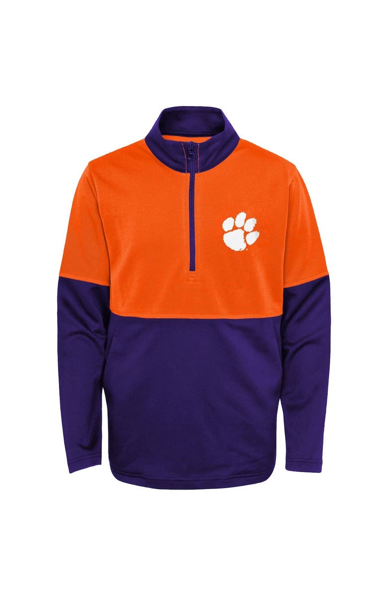 Outerstuff Youth Purple/Orange Clemson Tigers Quick Snap Spine Print Quarter-Zip Jacket, Alternate, color,