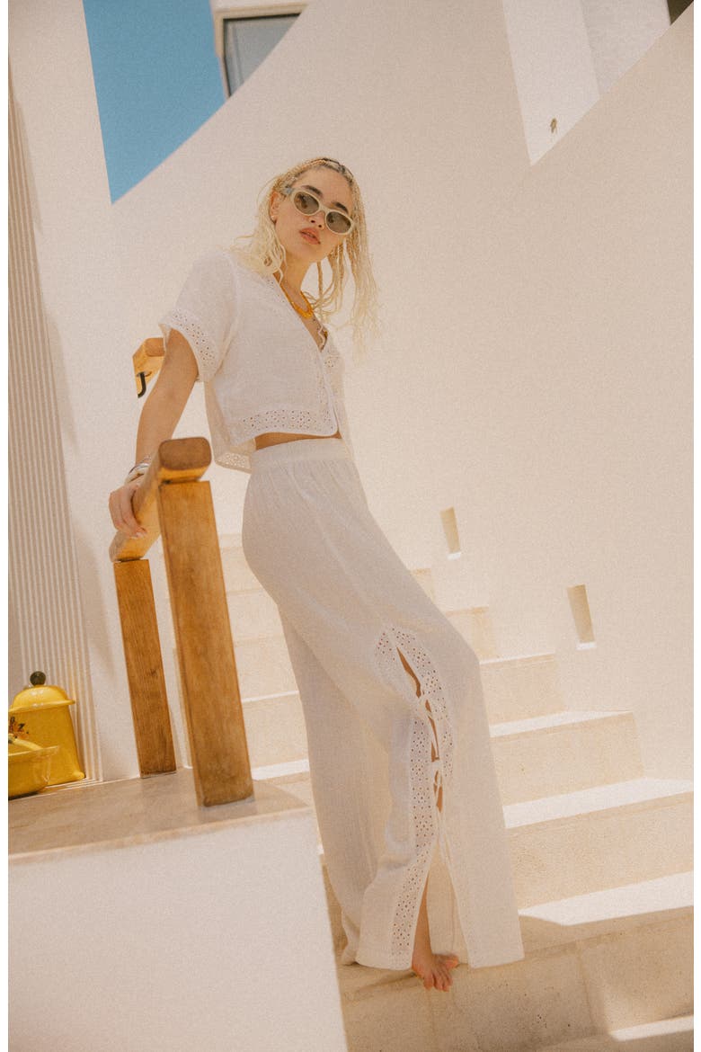 Seaside Eyelet Wide Leg Pants, Main, color, OFF WHITE EYELET