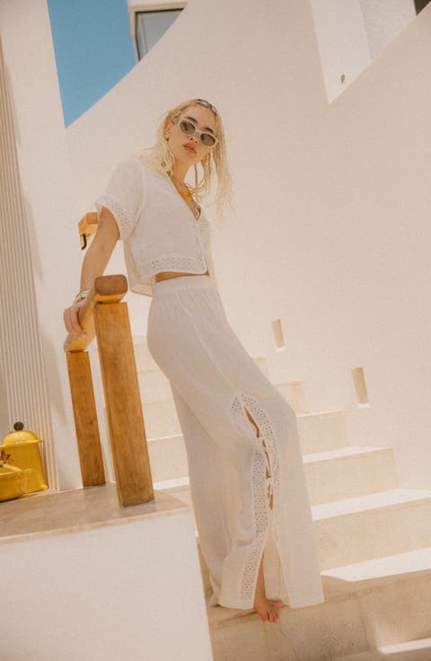 Seaside Eyelet Wide Leg Pants