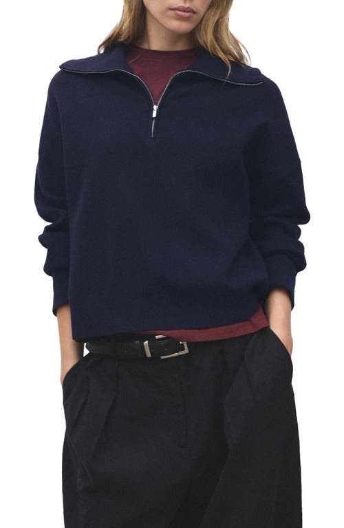 Mango Quarter Zip Sweatshirt In Blue