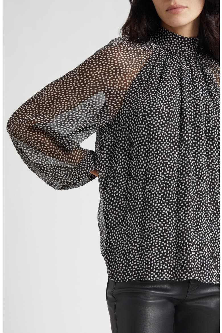 Suzanne Polka Dot Silk Chiffon Top, Alternate, color, BLACK POLKADOT