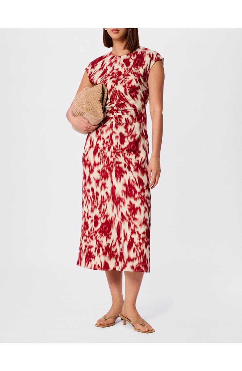 Whistles Blurred Floral Crepe Dress, Alternate, color, Red/Multi