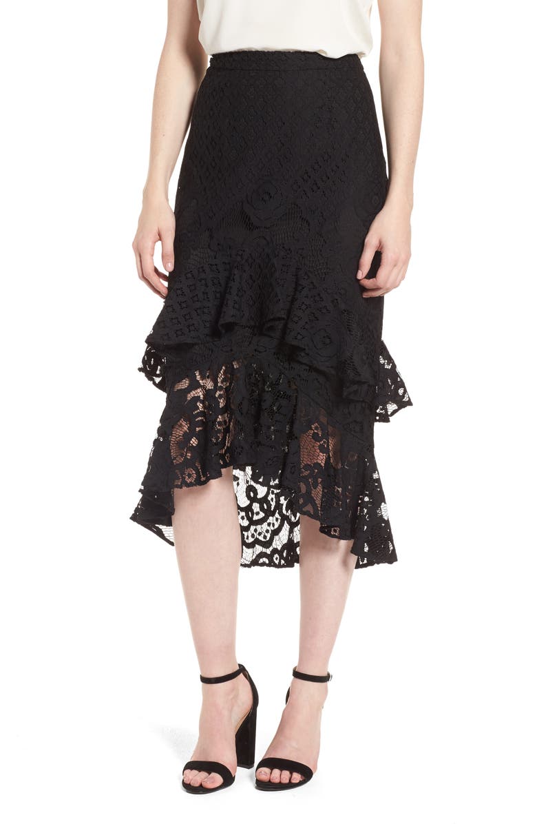 Chelsea28 Tiered Lace Midi Skirt, Main, color, 