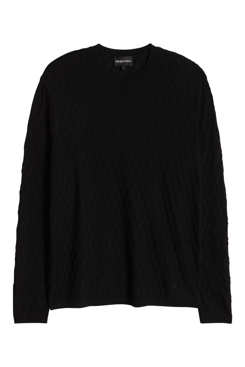 Diamond Wool Blend Crewneck Sweater, Alternate, color, SOLID BLACK