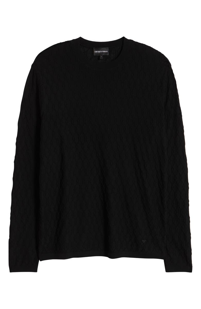 Emporio Armani Diamond Wool Blend Crewneck Sweater, Alternate, color, Solid Black