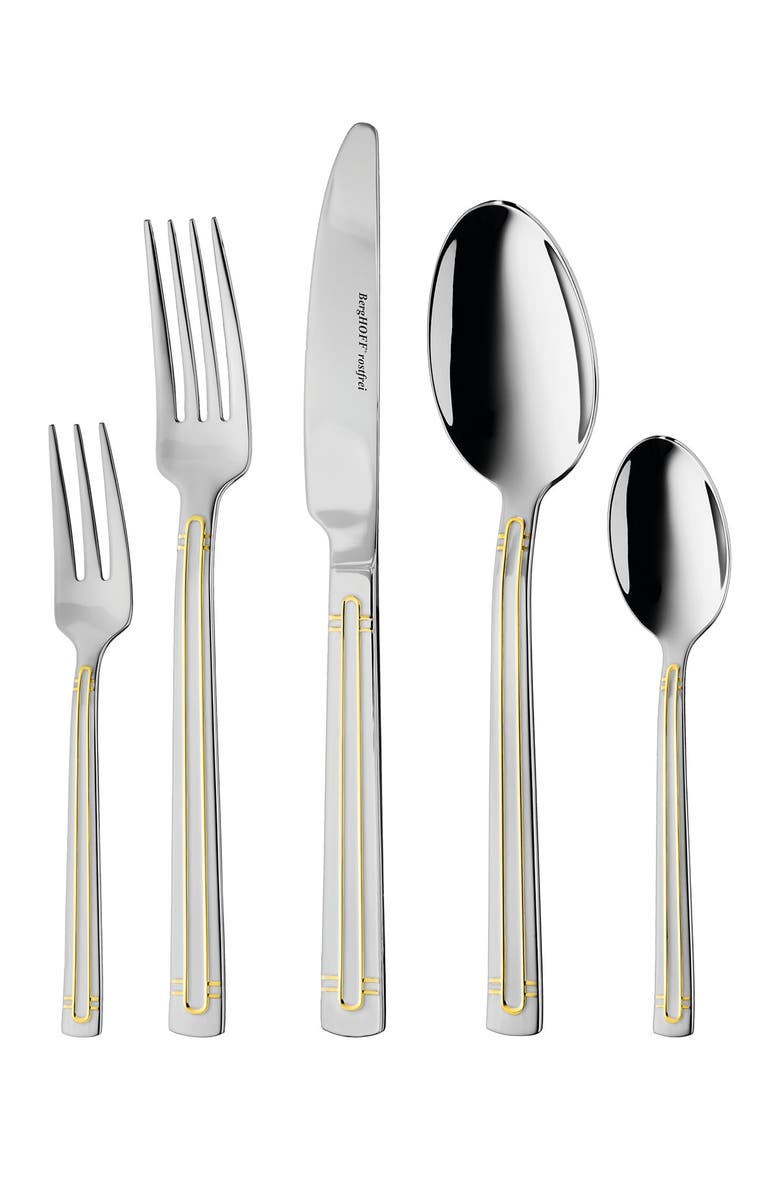 BergHOFF Silver/Gold Ralph Kramer Heritage 72-Piece Flatware Set, Alternate, color, Silver
