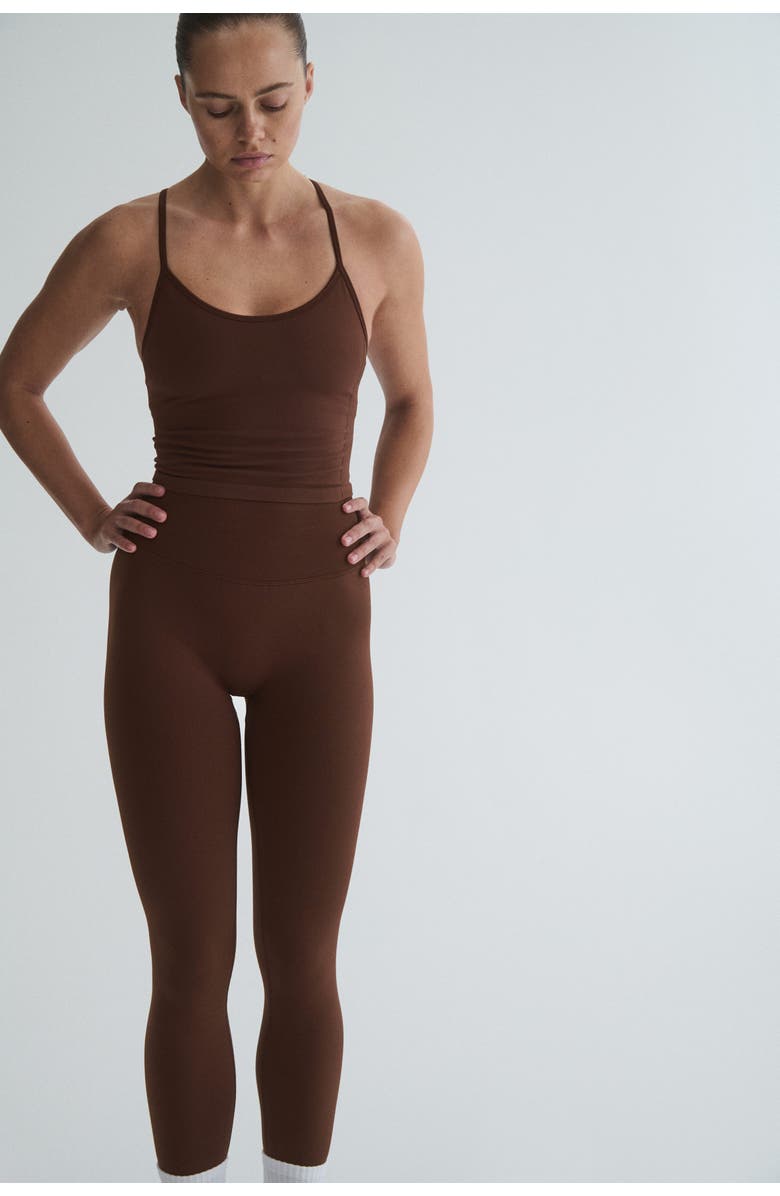 H&M Seamless Sports Top With Drymove, Alternate, color, Brown