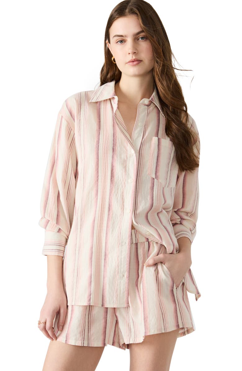 Steve Madden Marguerite Stripe Stretch Cotton Shorts, Alternate, color, Pink