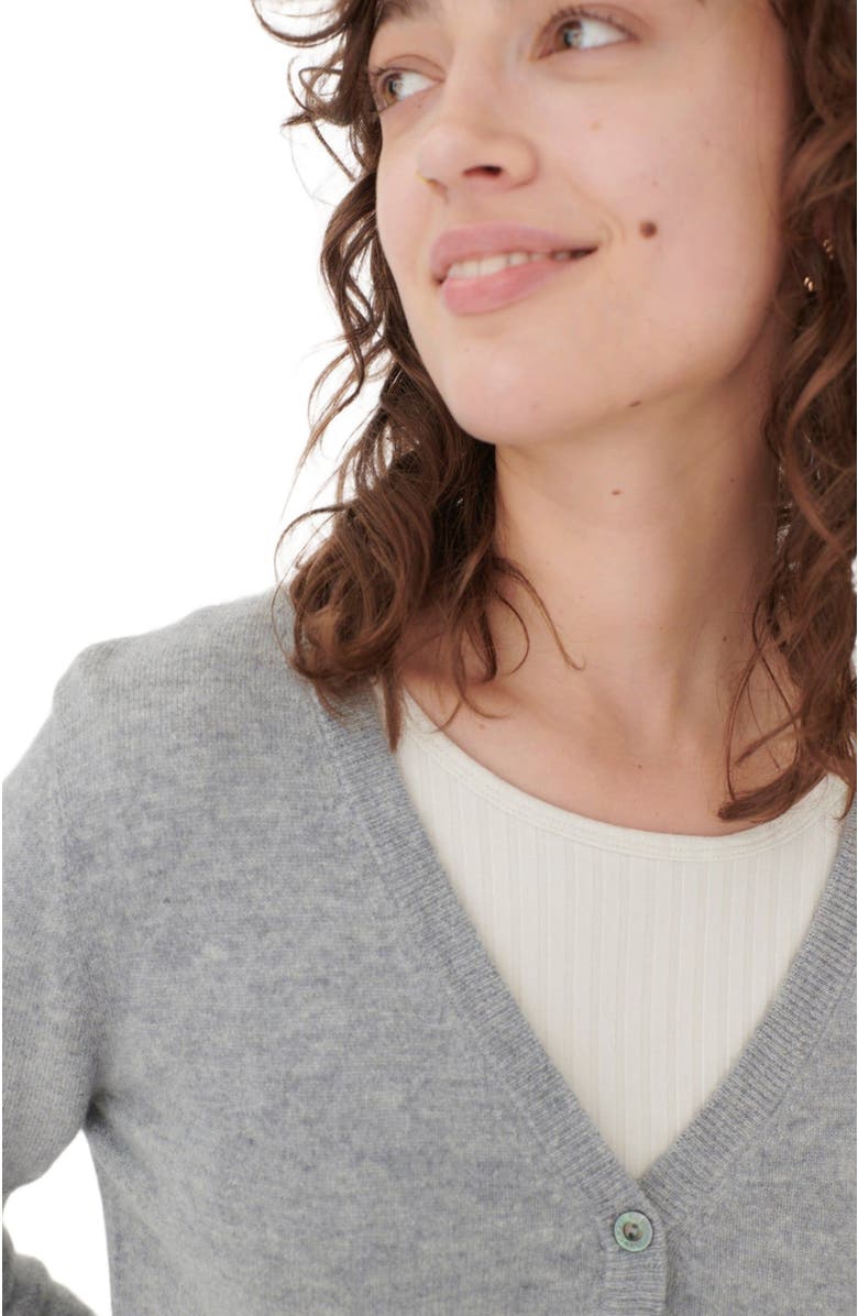 GOBI Mongolian Cashmere Essential Cashmere V-Neck Cardigan, Alternate, color, Vapor Blue