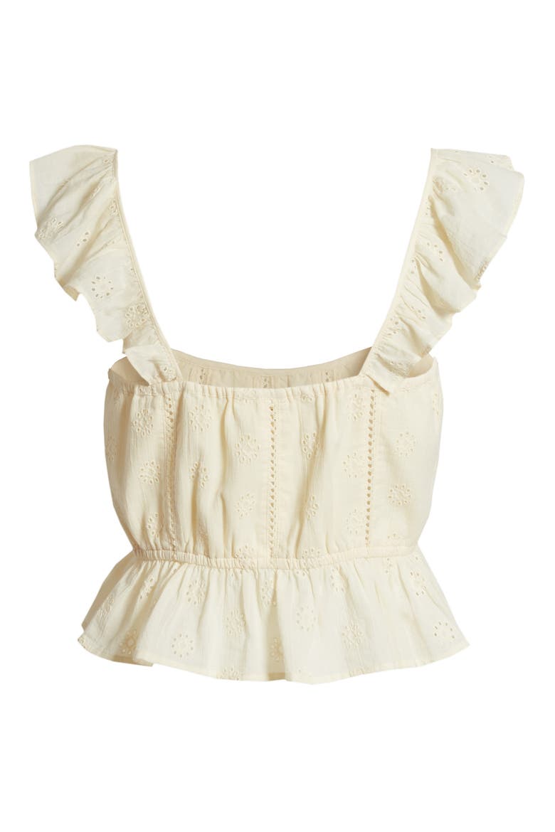 Eyelet Ruffle Crop Top, Alternate, color, YELLOW PALE