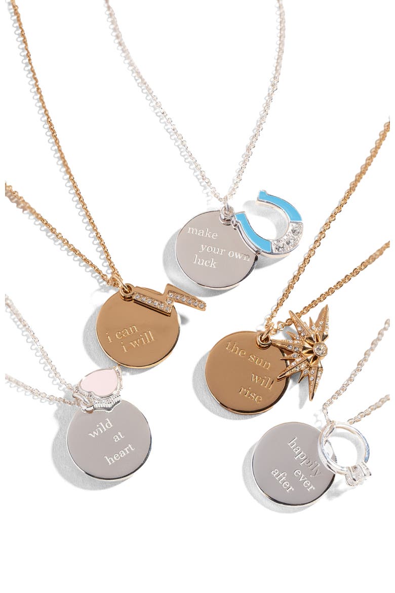 Make Your Own Luck Duo Charm Pendant Necklace, Alternate, color, Silver