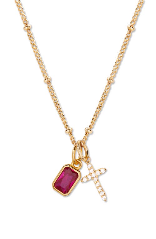 Brook & York Brook And York Josephine Cross & Birthday Pendant Necklace In Gold July
