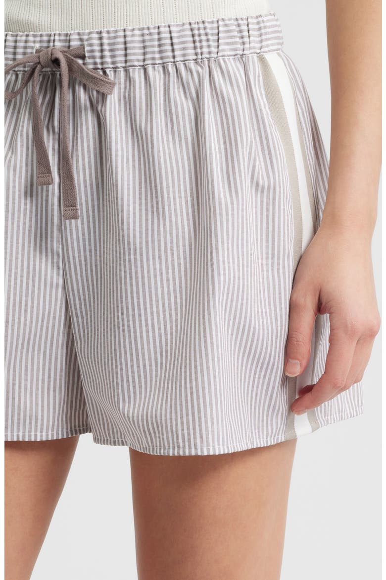 Stripe Drawstring Shorts, Alternate, color, TAUPE/IVORY