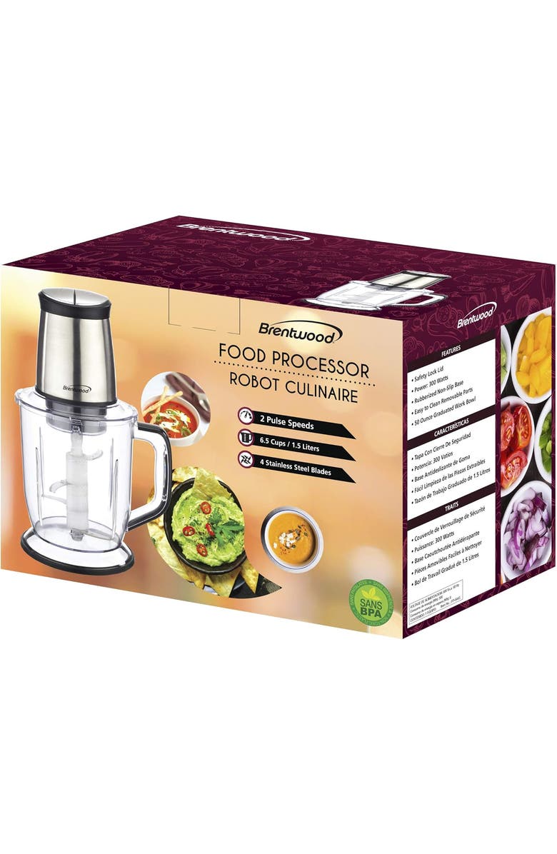 Brentwood Food Processor, Alternate, color, Stainless Steel