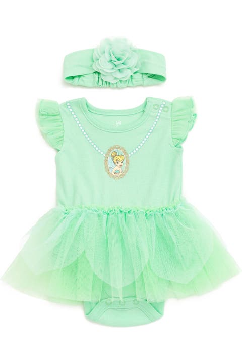 Peter Pan Tinker Bell Tutu Bodysuit And Headband Set (baby)