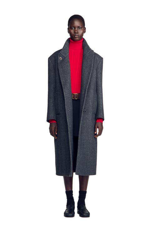 Herringbone Wool Coat