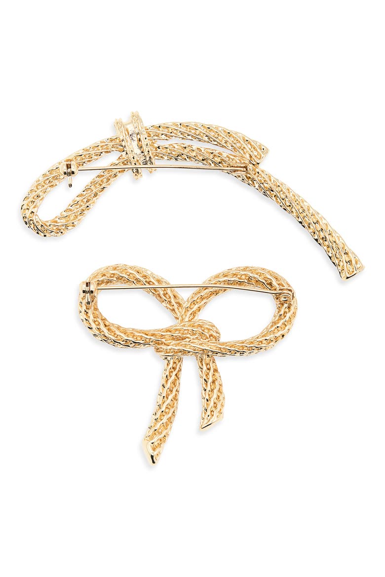 2-Pack Assorted Bow Brooches, Alternate, color, GOLD