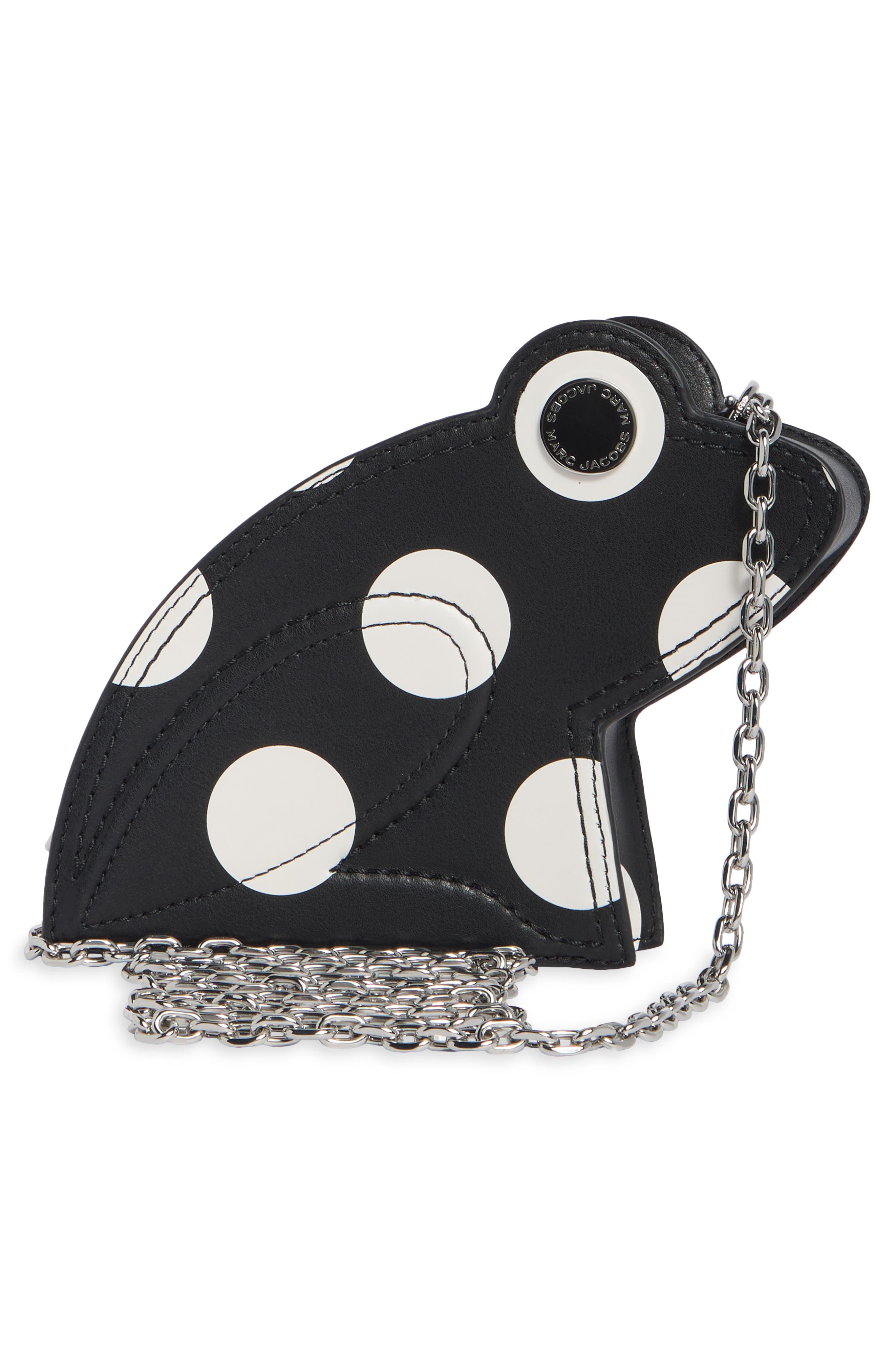 The Leather Polka Dot Crossbody Bag, Alternate, color, BLACK/WHITE