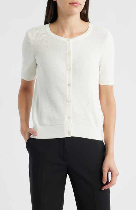 Short Sleeve Cotton Blend Cardigan