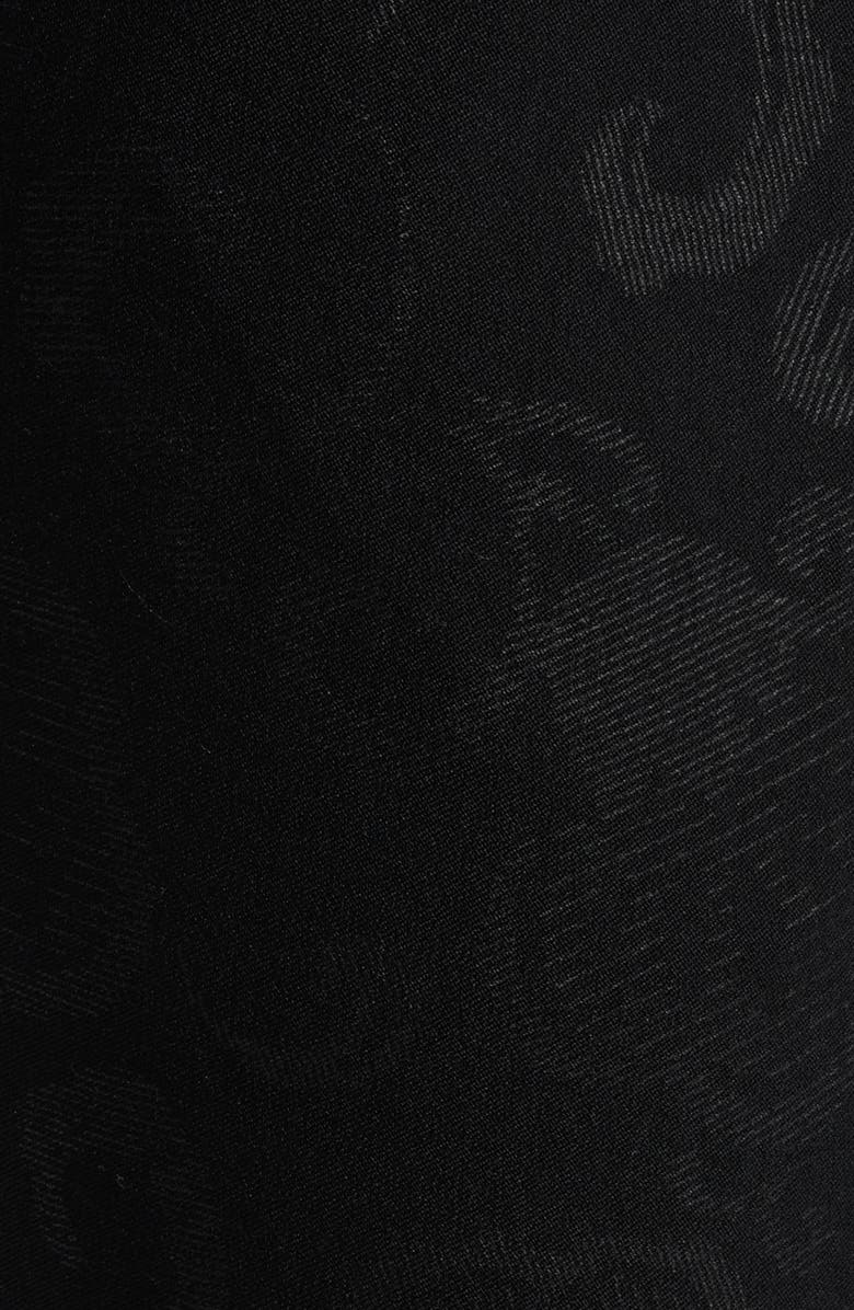 Hue High Waist Etched Floral Flare Leg Pants, Alternate, color, Black