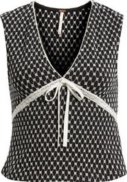 Free People Good Graces Embroidered Lace Trim Crop Top