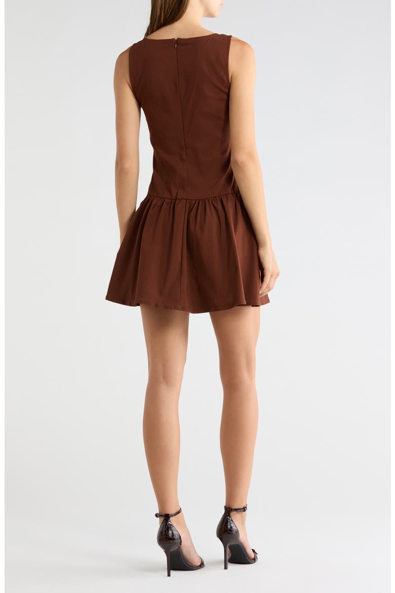 Sleeveless Bow Embellished Drop Waist Minidress, Alternate, color, CHOCOLATE