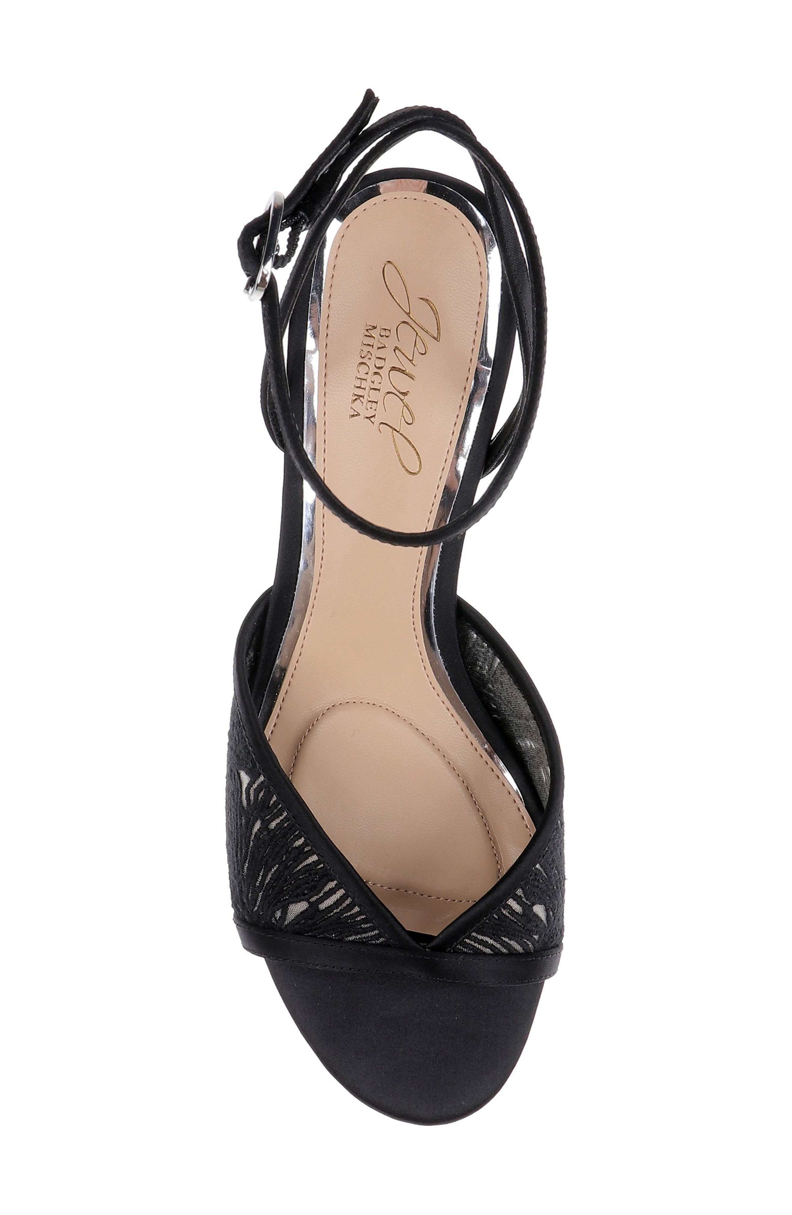 Jewel Badgley Mischka Zaira Ankle Strap Sandal, Alternate, color, Black Satin