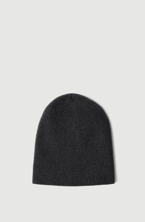 Cashmere English rib knit beanie