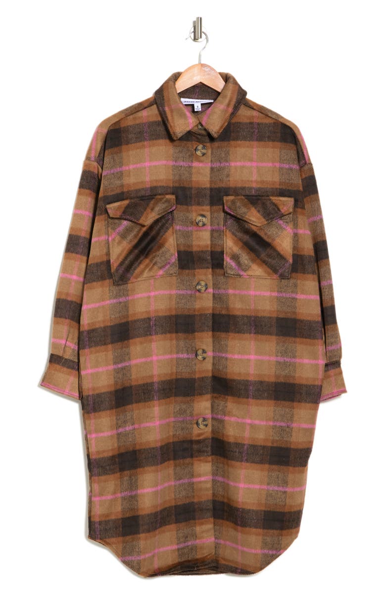 Steve Madden Plaid Duster Shirt Jacket, Alternate, color, 