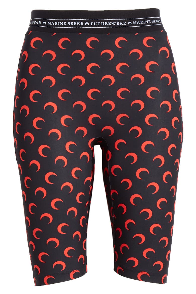 Crescent Print Jersey Biker Shorts (Nordstrom Exclusive), Alternate, color, ALL OVER BLACK/ RED MOON