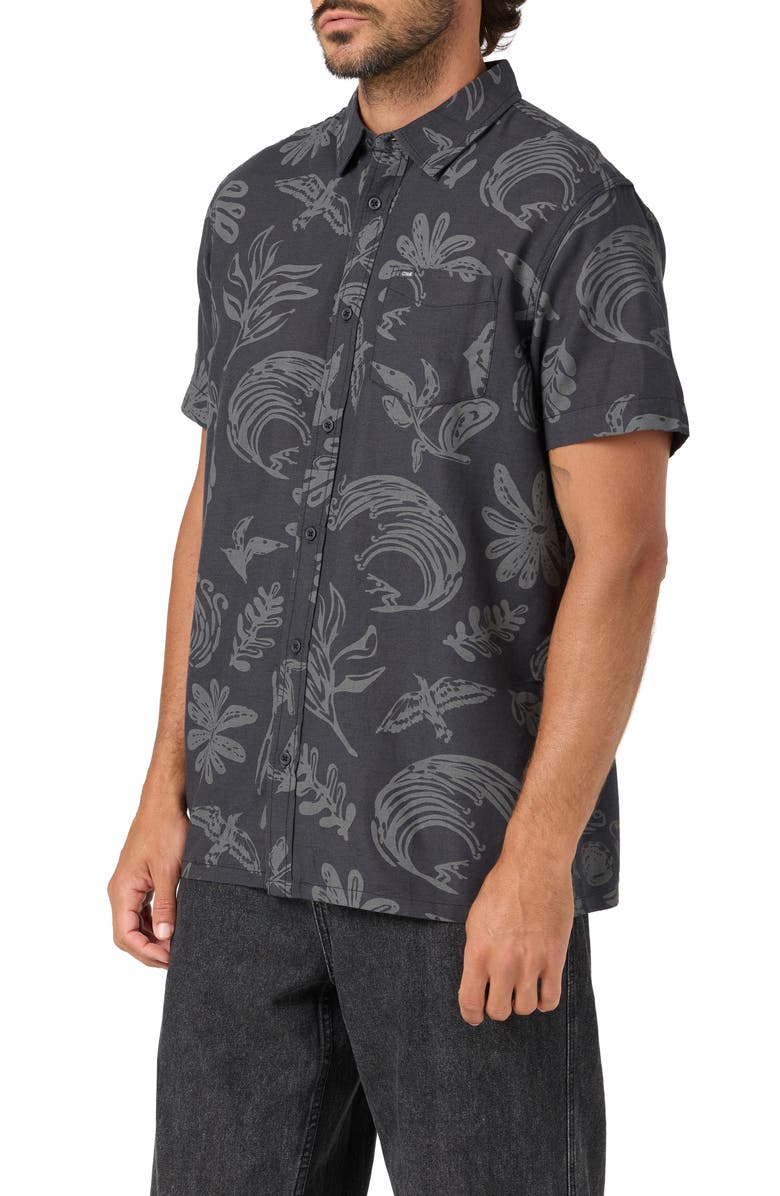 O'Neill O'Riginals Eco Print Standard Fit Short Sleeve Button-Up Shirt, Alternate, color, Phantom