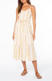 Roxy Azalea Floral Tiered Cotton Midi Dress
