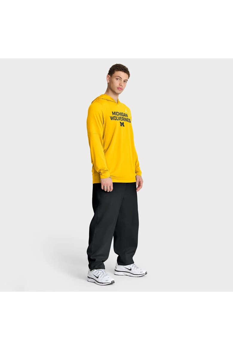 Men's Jordan Brand Maize Michigan Wolverines 2025 Sideline Performance Long Sleeve Hoodie T-Shirt, Alternate, color, Maize