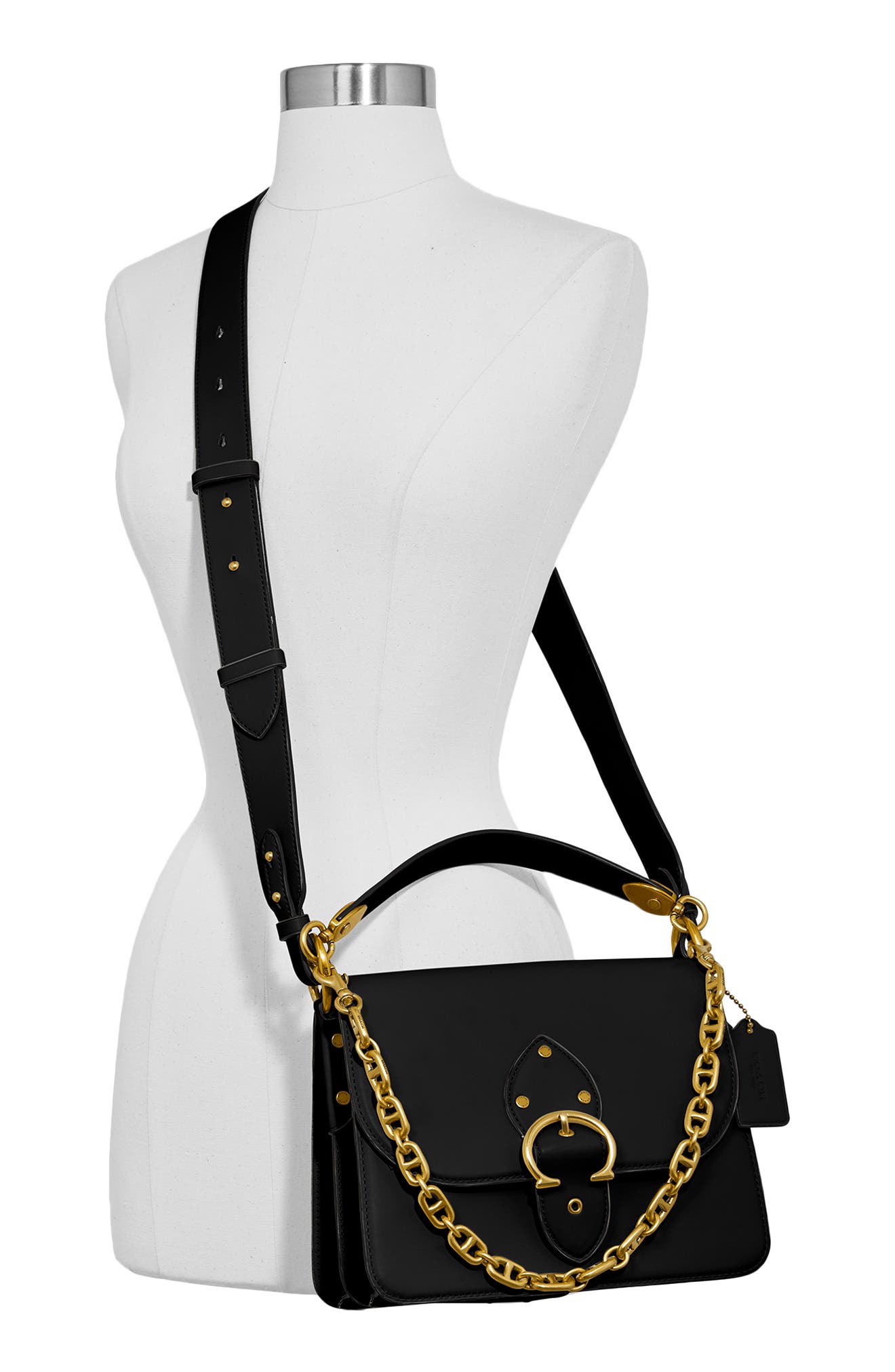 COACH Beat Leather Flap Bag, Alternate, color, 