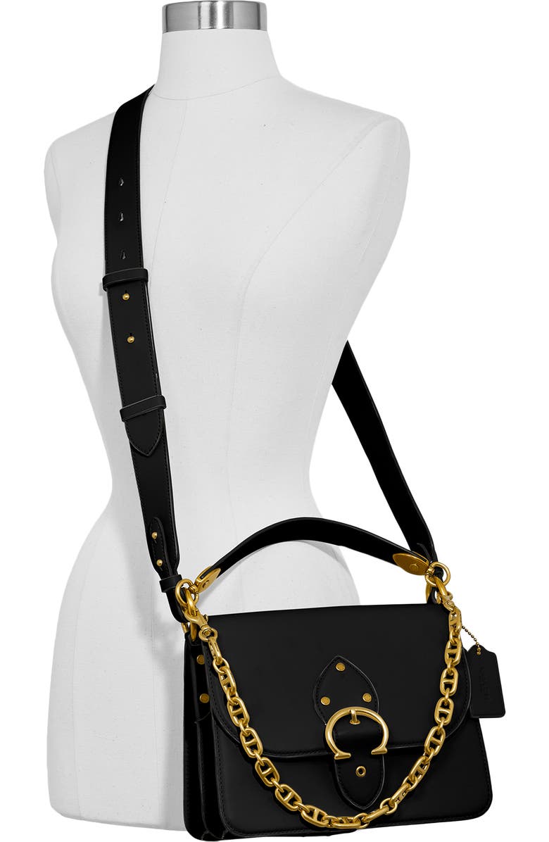 COACH Beat Leather Flap Bag, Alternate, color,